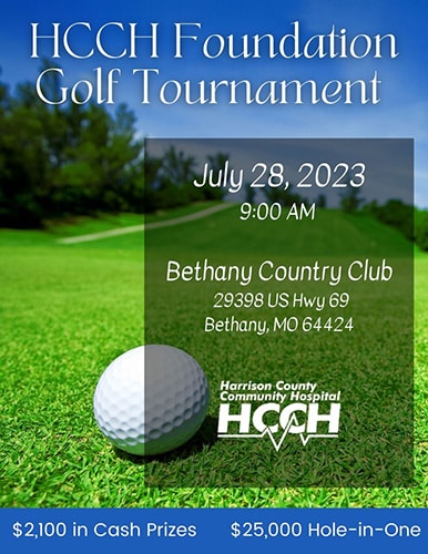 HCCH Foundation Golf Tournament - July 28, 2023 at 9:00 AM - Bethany Country Club - $2,100 in cash prizes and $25,000 hole in one